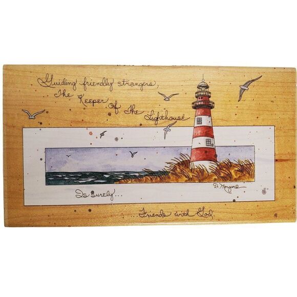 D. Morgan Rubber Stamp Keeper Of The Lighthouse Religious Saying 6.5" X 3.5 - Picture 1 of 3